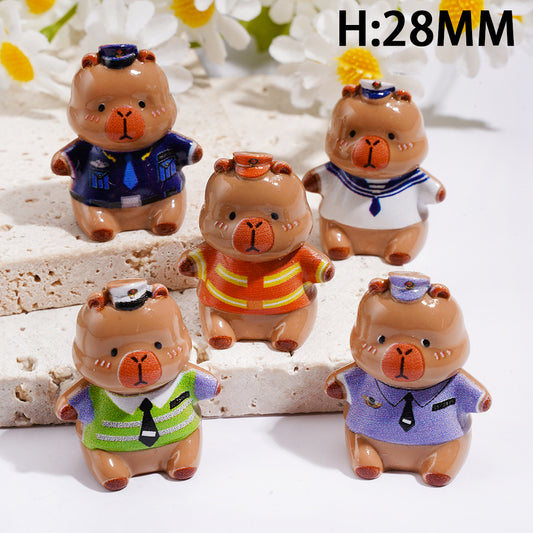 Acrylic Beads for Pen Toppers Capybara in Different Profession Outfits, Height 28MM, Jewelry Accessories, Random Mix