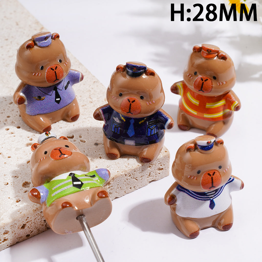 Acrylic Beads for Pen Toppers Capybara in Different Profession Outfits, Height 28MM, Jewelry Accessories, Random Mix