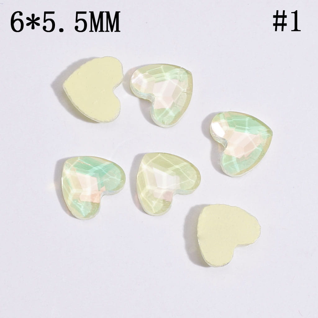 DIY Heart Rhinestones Charms for Jewelry Accessories Rhinestones Adding, 6*5.5MM Multi-Color