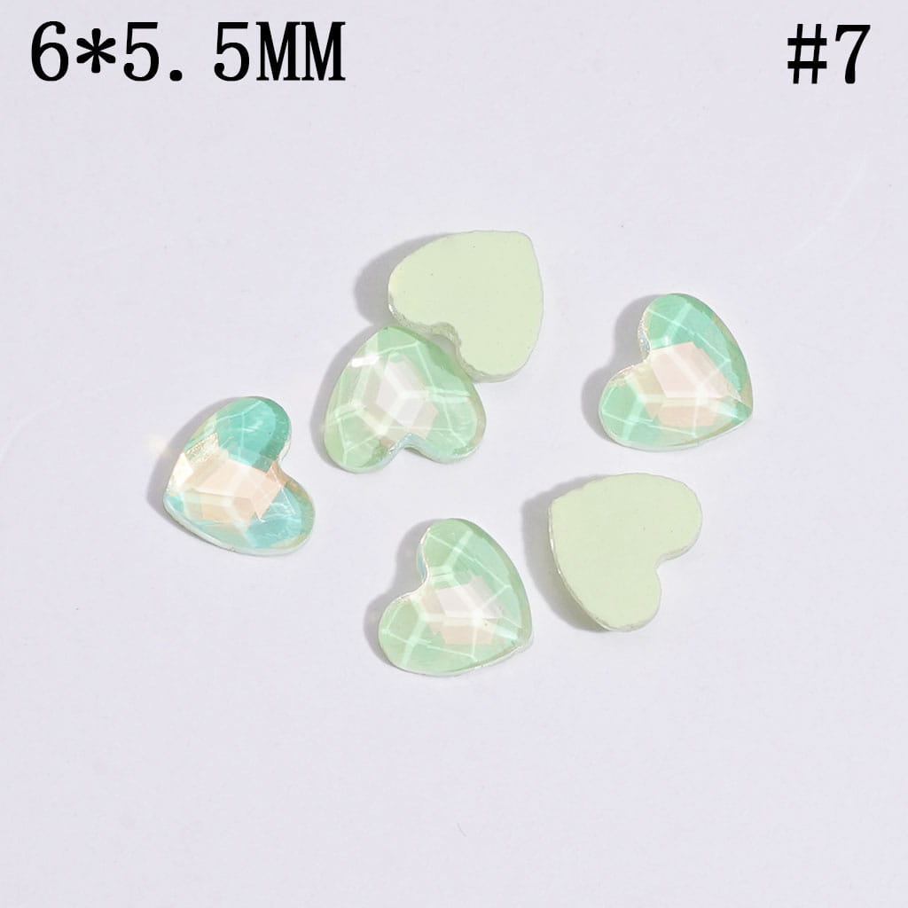 DIY Heart Rhinestones Charms for Jewelry Accessories Rhinestones Adding, 6*5.5MM Multi-Color