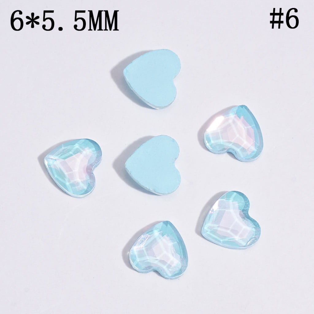 DIY Heart Rhinestones Charms for Jewelry Accessories Rhinestones Adding, 6*5.5MM Multi-Color