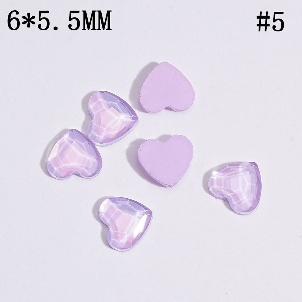 DIY Heart Rhinestones Charms for Jewelry Accessories Rhinestones Adding, 6*5.5MM Multi-Color