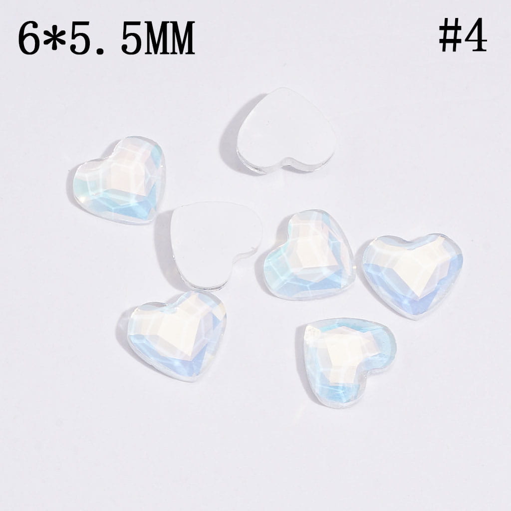DIY Heart Rhinestones Charms for Jewelry Accessories Rhinestones Adding, 6*5.5MM Multi-Color