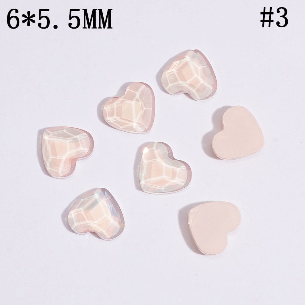 DIY Heart Rhinestones Charms for Jewelry Accessories Rhinestones Adding, 6*5.5MM Multi-Color