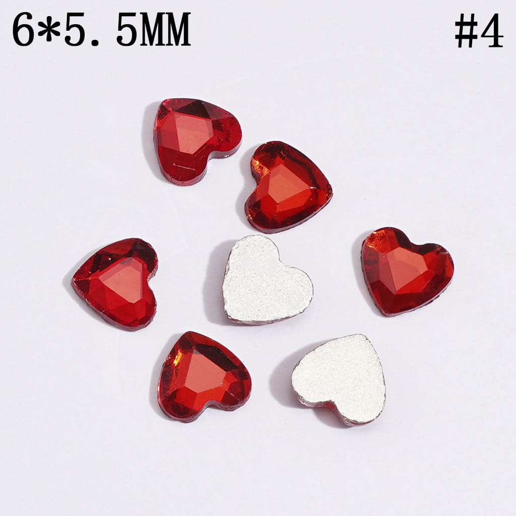 DIY Mini Heart Rhinestones for Beads, Jewelry Accessories, 6*5.5MM, Multi-Color
