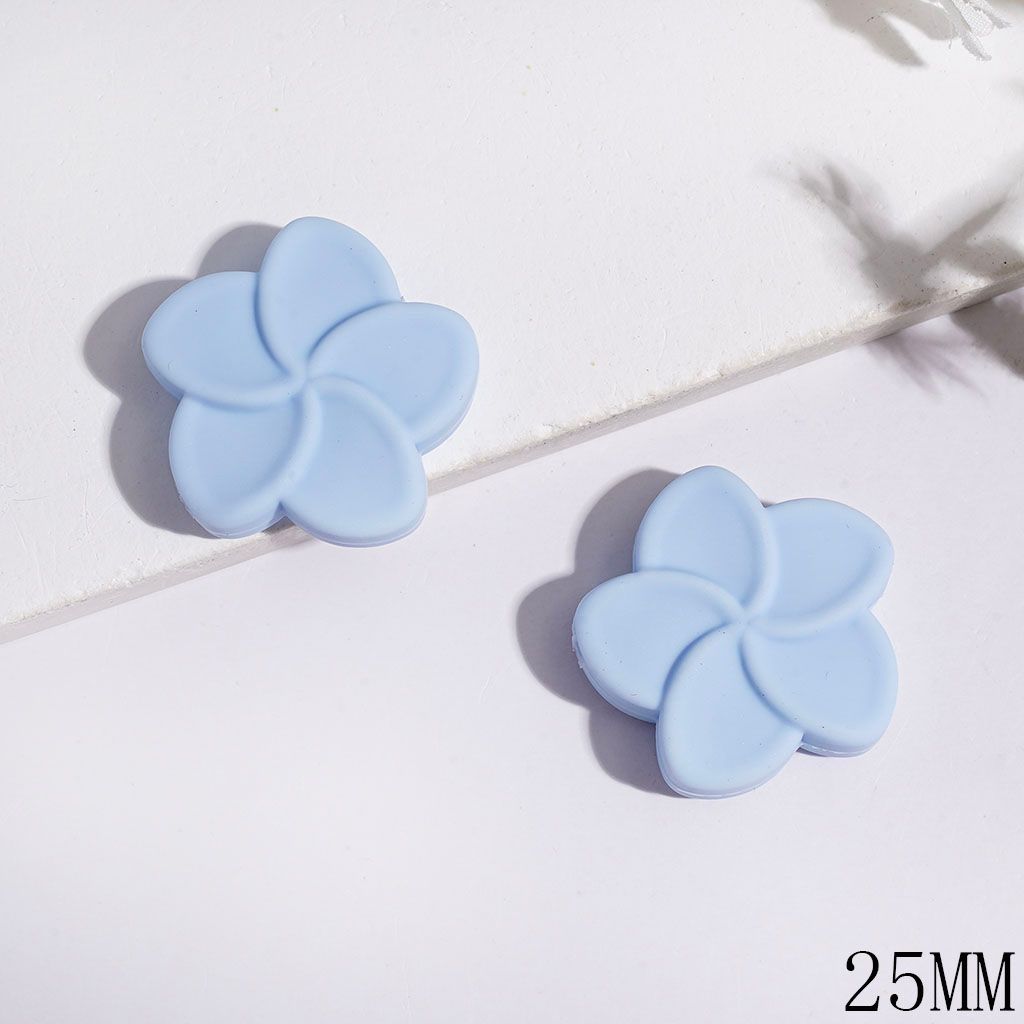 Silicone Focal Beads Five Petaled Flower Series, 25MM Assorted Colors