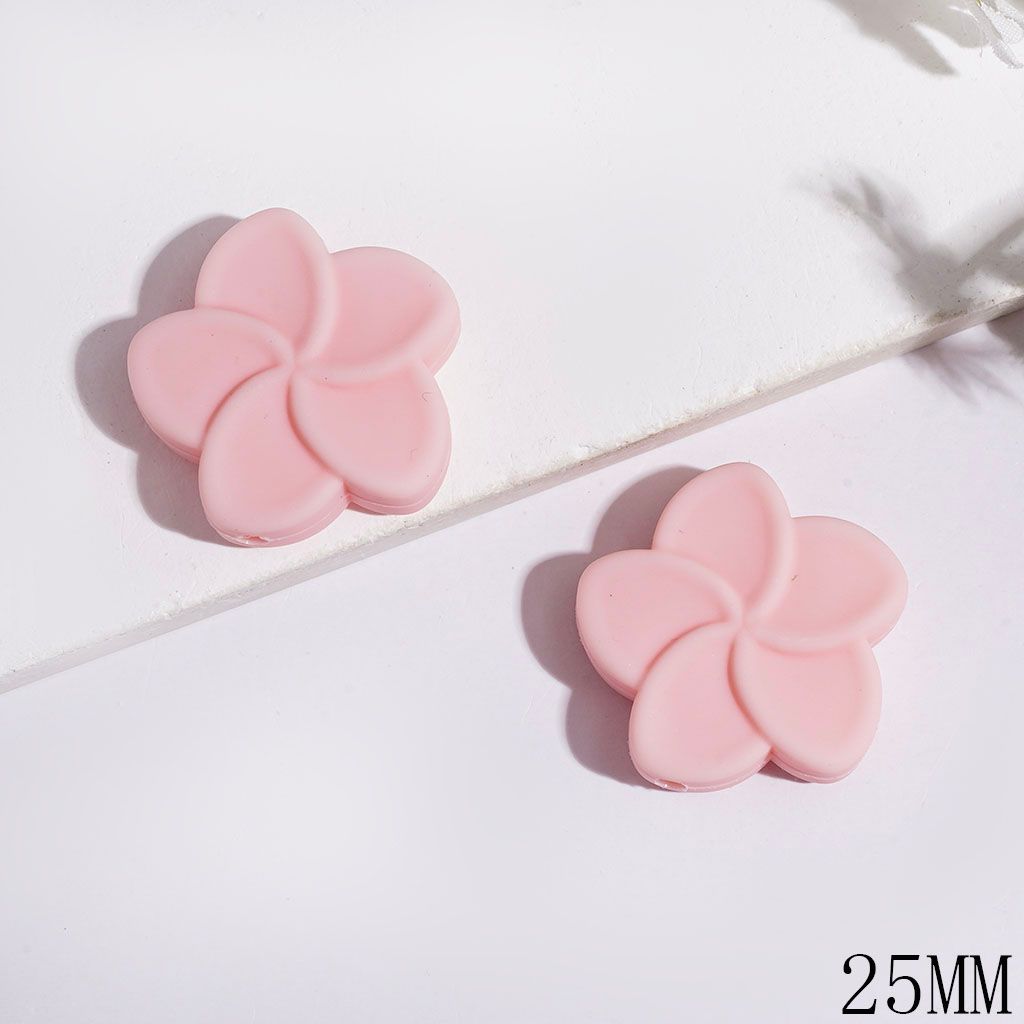 Silicone Focal Beads Five Petaled Flower Series, 25MM Assorted Colors