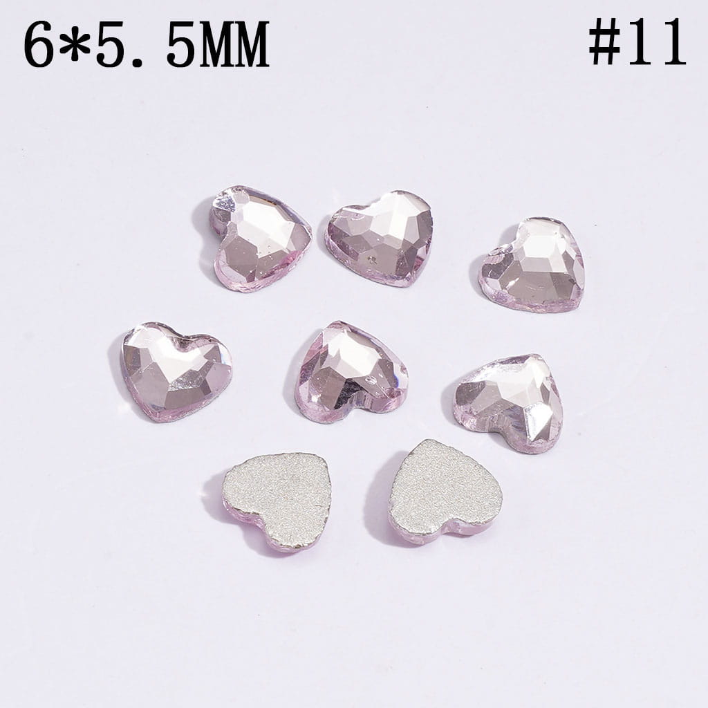 DIY Mini Heart Rhinestones for Beads, Jewelry Accessories, 6*5.5MM, Multi-Color