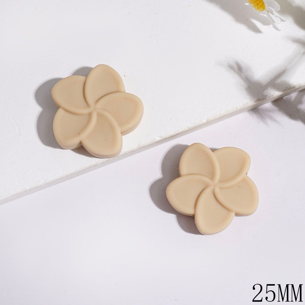 Silicone Focal Beads Five Petaled Flower Series, 25MM Assorted Colors