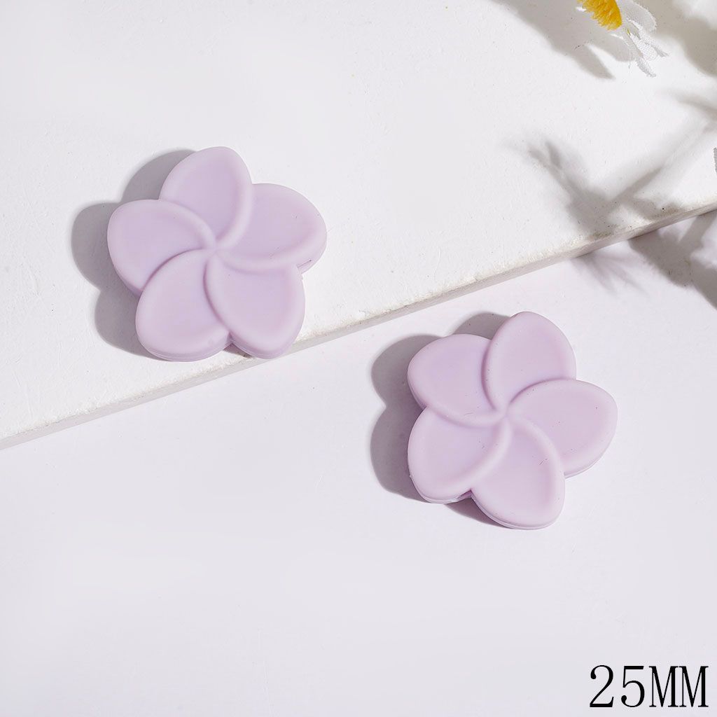 Silicone Focal Beads Five Petaled Flower Series, 25MM Assorted Colors