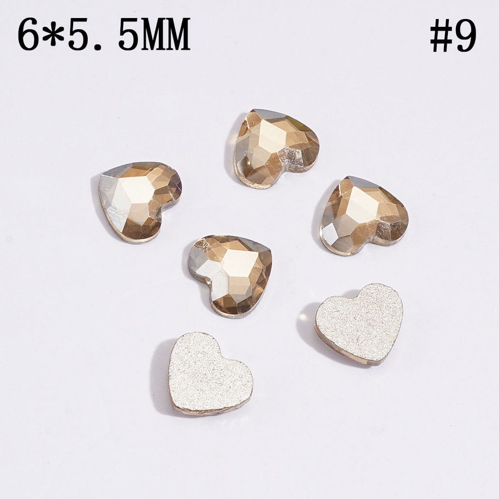 DIY Mini Heart Rhinestones for Beads, Jewelry Accessories, 6*5.5MM, Multi-Color