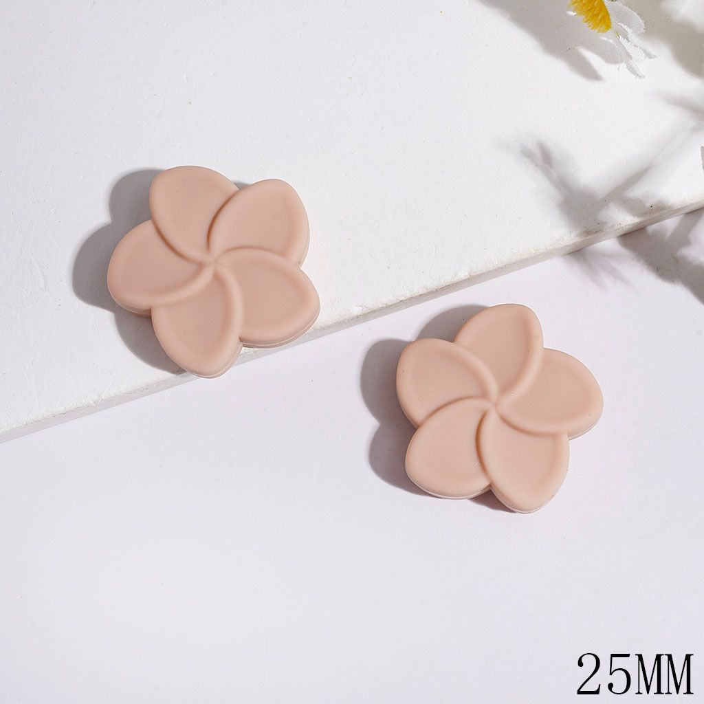 Silicone Focal Beads Five Petaled Flower Series, 25MM Assorted Colors