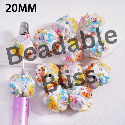 Clay Beads Classic Animation Character with Headwear Series and AB Rhinestone, 20MM