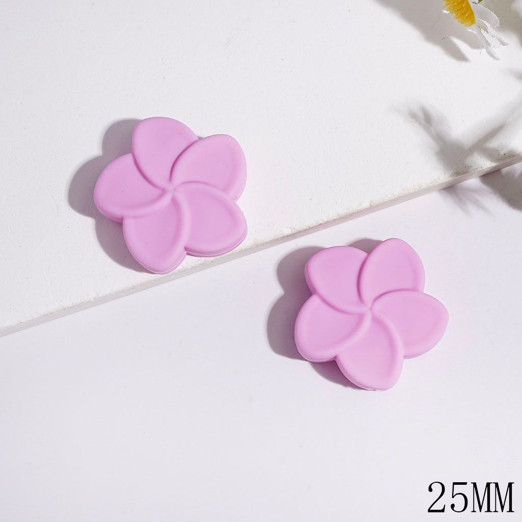 Silicone Focal Beads Five Petaled Flower Series, 25MM Assorted Colors