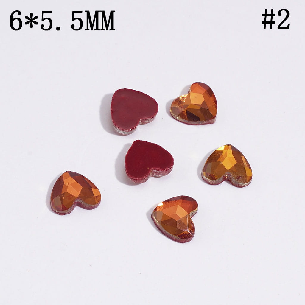 DIY Heart Rhinestones Charms for Jewelry Accessories Rhinestones Adding, 6*5.5MM Multi-Color
