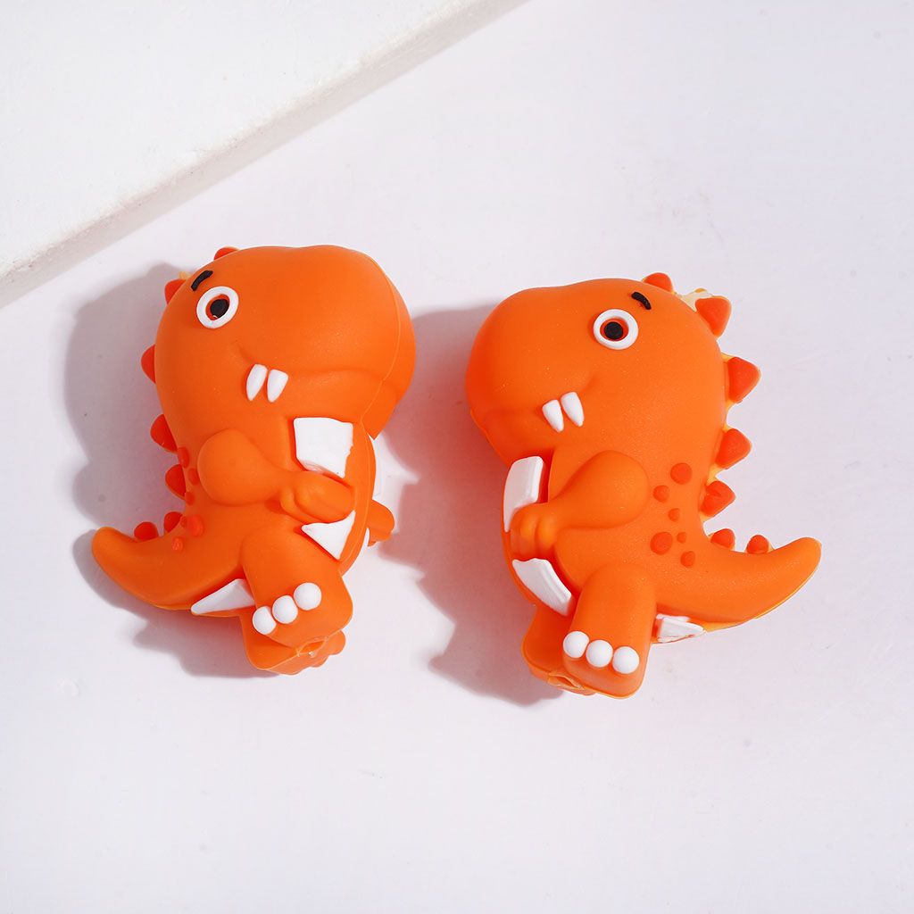 3D Cute Tyrannosaurus Silicone Focal Beads, 27*30MM, Multi-Color