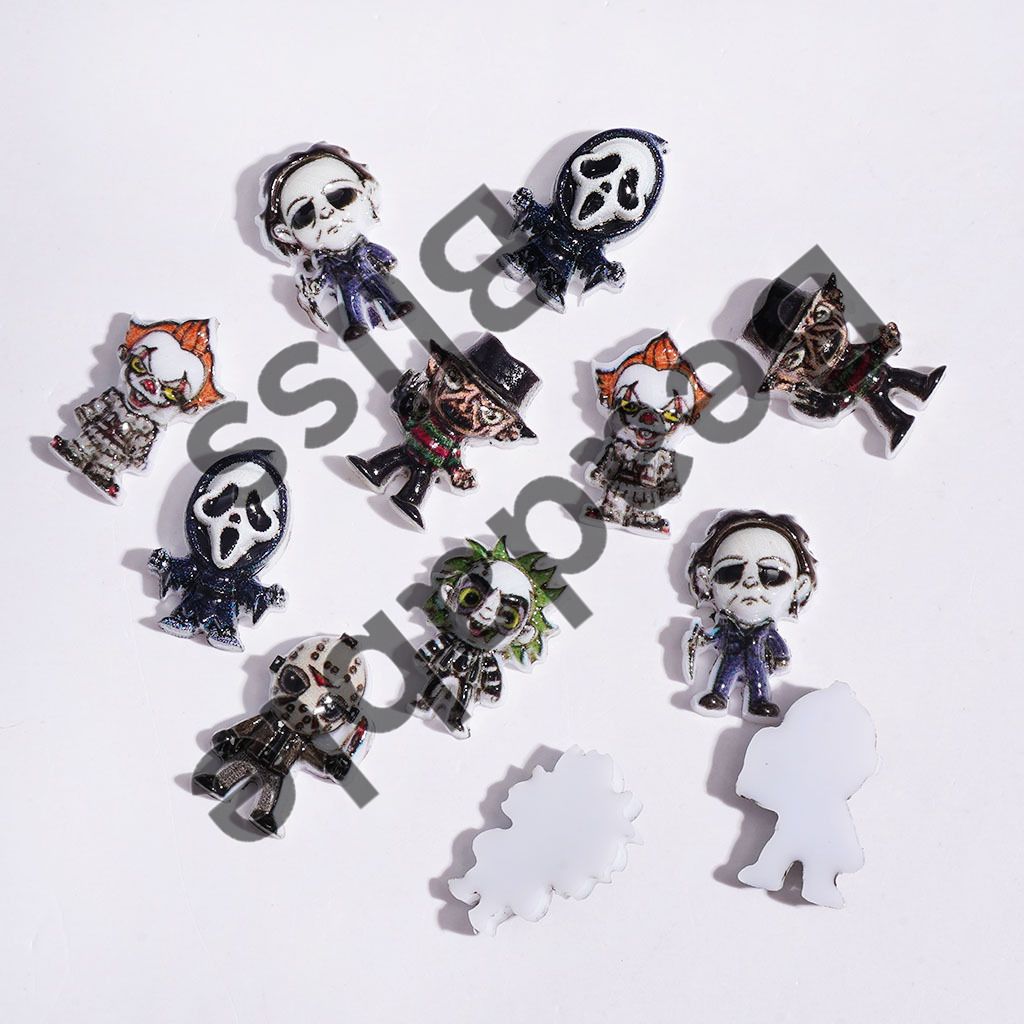 DIY Tiny Acrylic Accessories - Scary Horror Murder Killer Ghost Character Series for Handmade Beads and Pens Jewelry Accessory Killer with Hockey Mask