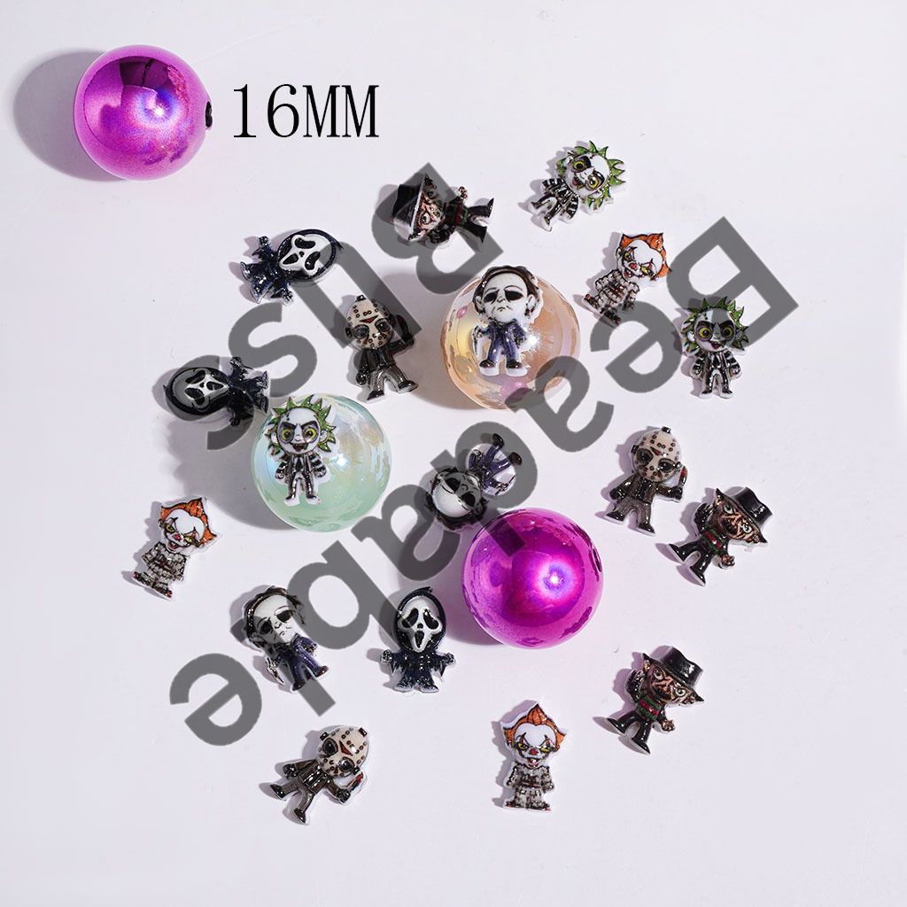 DIY Tiny Acrylic Accessories - Scary Horror Murder Killer Ghost Character Series for Handmade Beads and Pens Jewelry Accessory Killer with Hockey Mask
