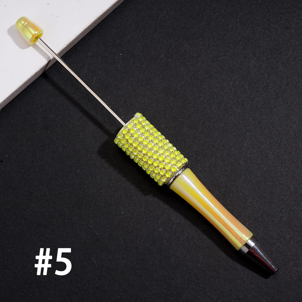 UV-Coated Hand-Made Beadable Pens w Multi-Color Rhinestone Chain Covered the Pen, Solid Color