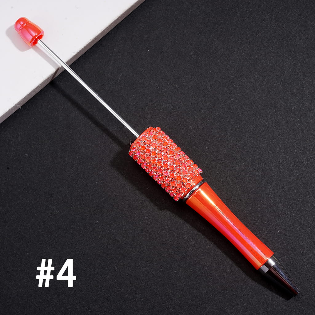 UV-Coated Hand-Made Beadable Pens w Multi-Color Rhinestone Chain Covered the Pen, Solid Color