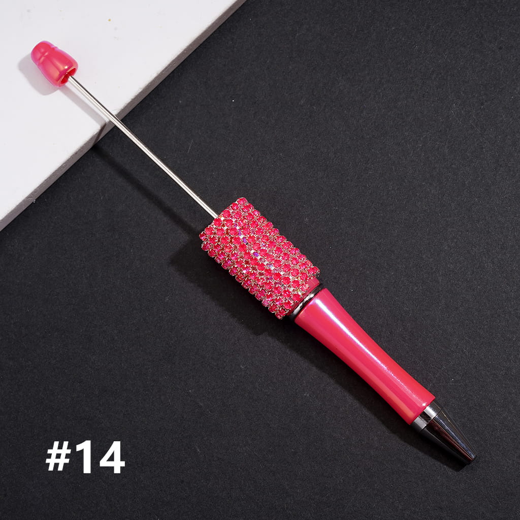 UV-Coated Hand-Made Beadable Pens w Multi-Color Rhinestone Chain Covered the Pen, Solid Color