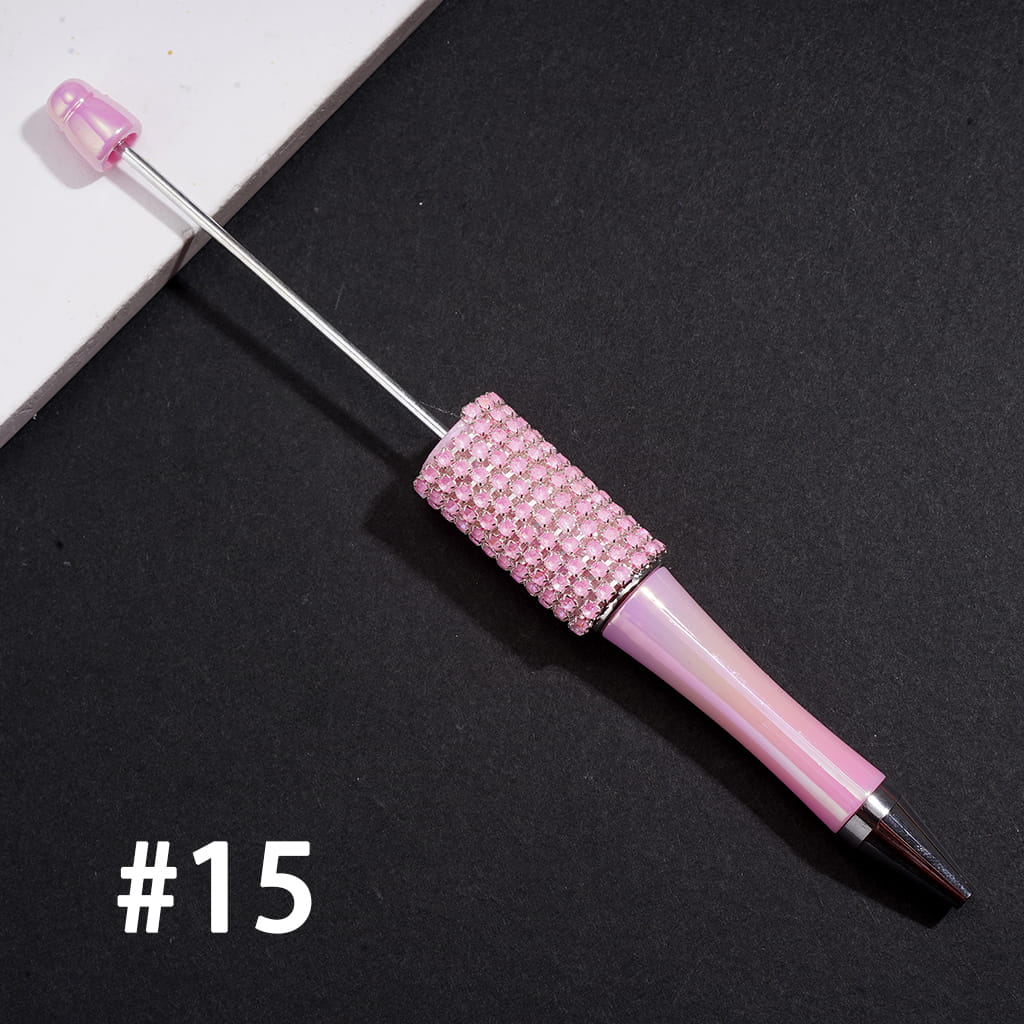 UV-Coated Hand-Made Beadable Pens w Multi-Color Rhinestone Chain Covered the Pen, Solid Color