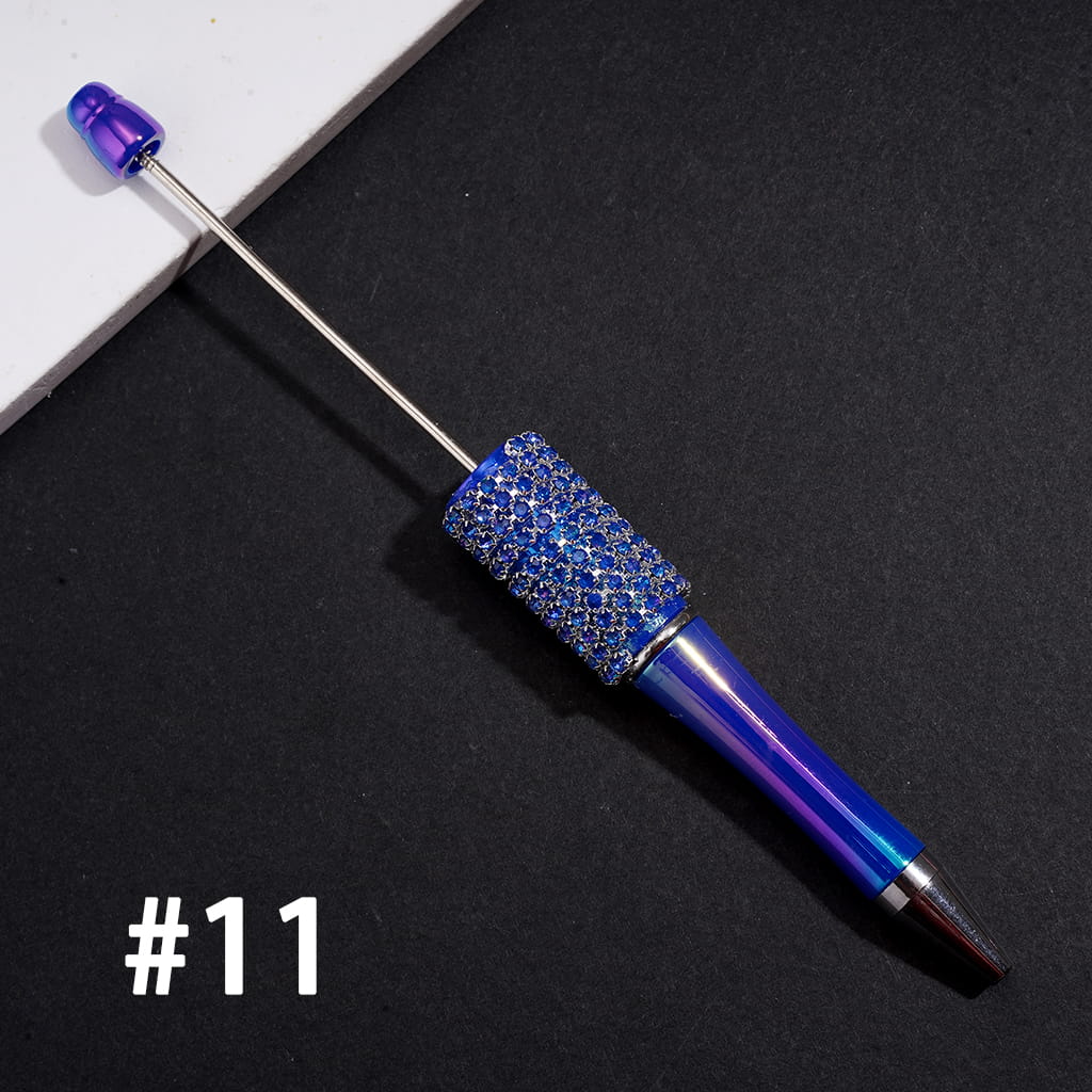 UV-Coated Hand-Made Beadable Pens w Multi-Color Rhinestone Chain Covered the Pen, Solid Color