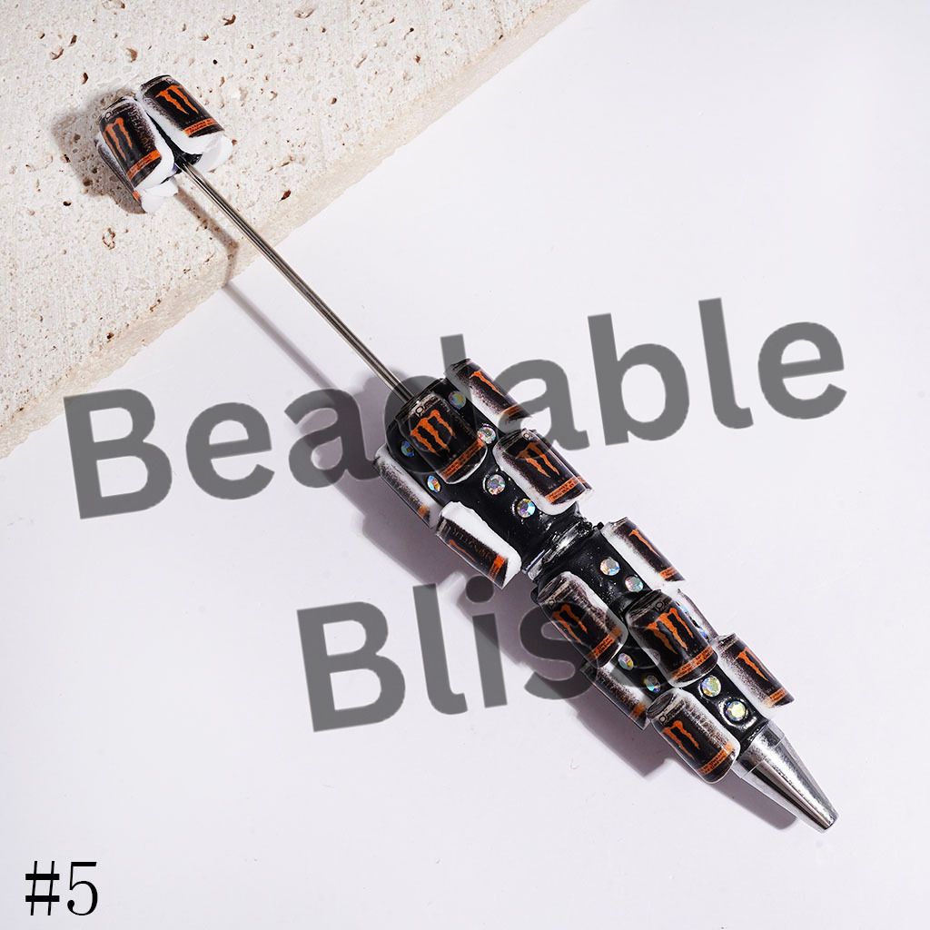 Beadable Clay Pens Magic Claw Soda Drink Bottle and AB Rhinestones, Multi-Color