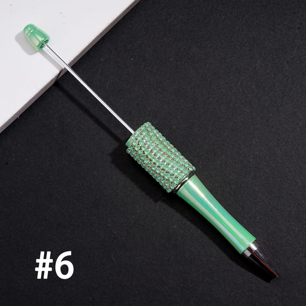 UV-Coated Hand-Made Beadable Pens w Multi-Color Rhinestone Chain Covered the Pen, Solid Color