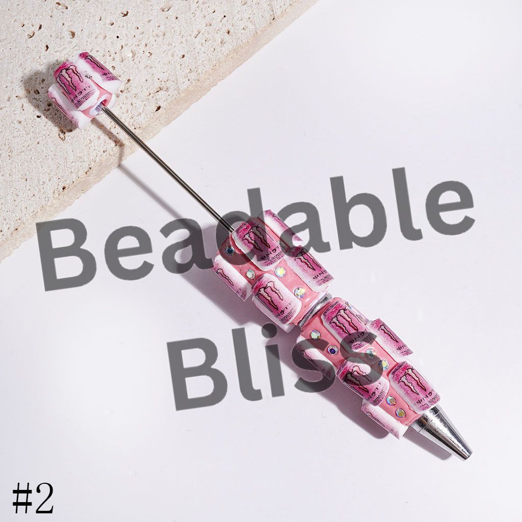 Beadable Clay Pens Magic Claw Soda Drink Bottle and AB Rhinestones, Multi-Color