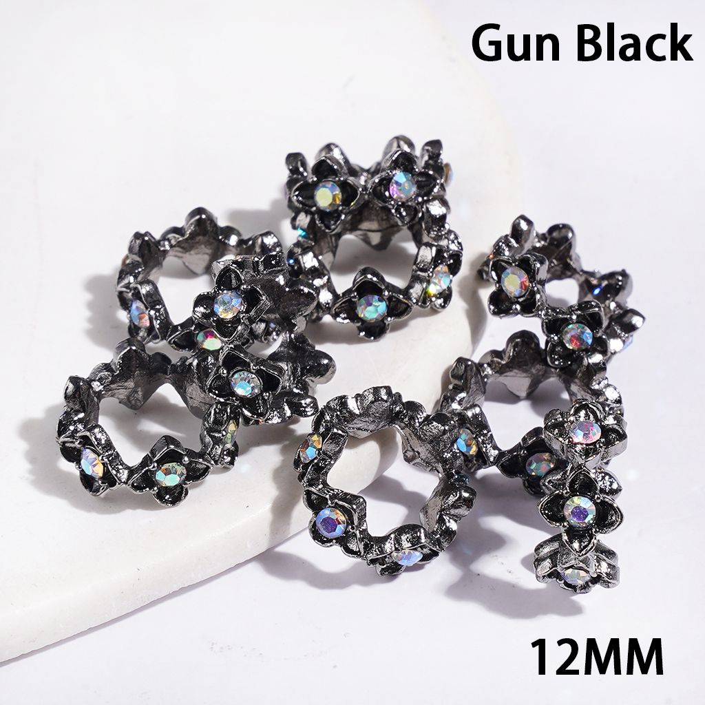 Metal Spacer Beads Four-Petaled Flower with AB Rhinestones, 12MM Multi-Color