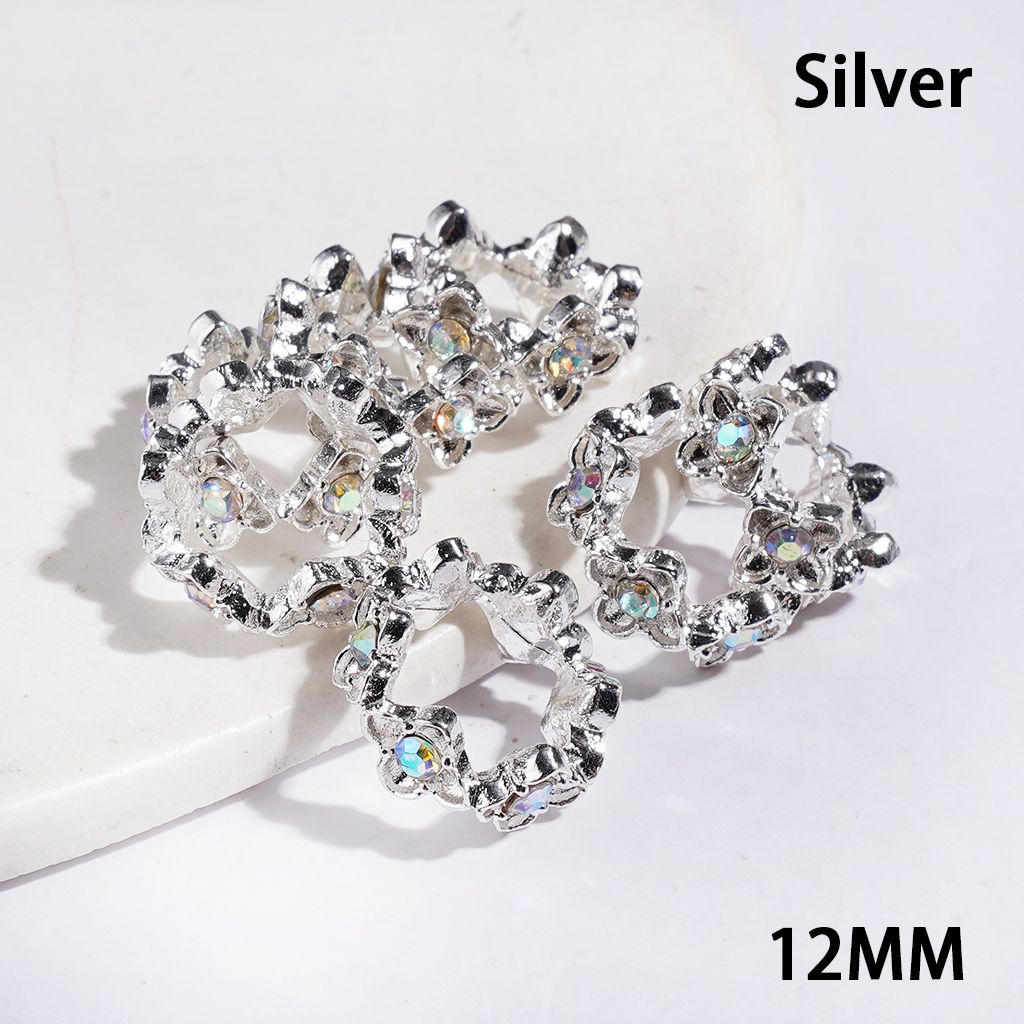Metal Spacer Beads Four-Petaled Flower with AB Rhinestones, 12MM Multi-Color
