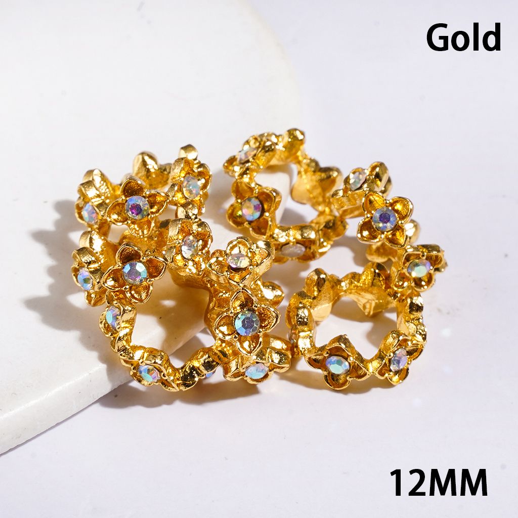 Metal Spacer Beads Four-Petaled Flower with AB Rhinestones, 12MM Multi-Color