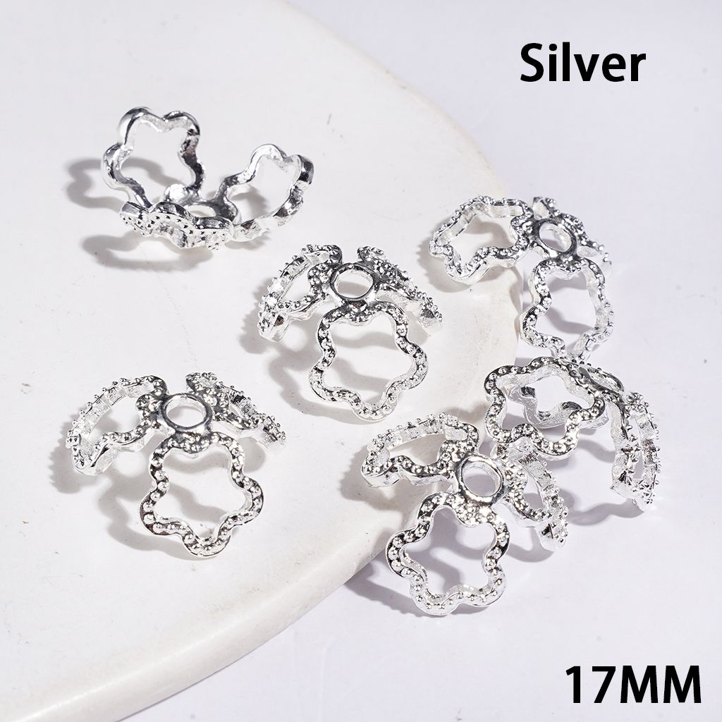 Alloy Bead Cap Cage with Five-Pointed Star, 17MM Silver & Gold (They Fit 16MM Beads)