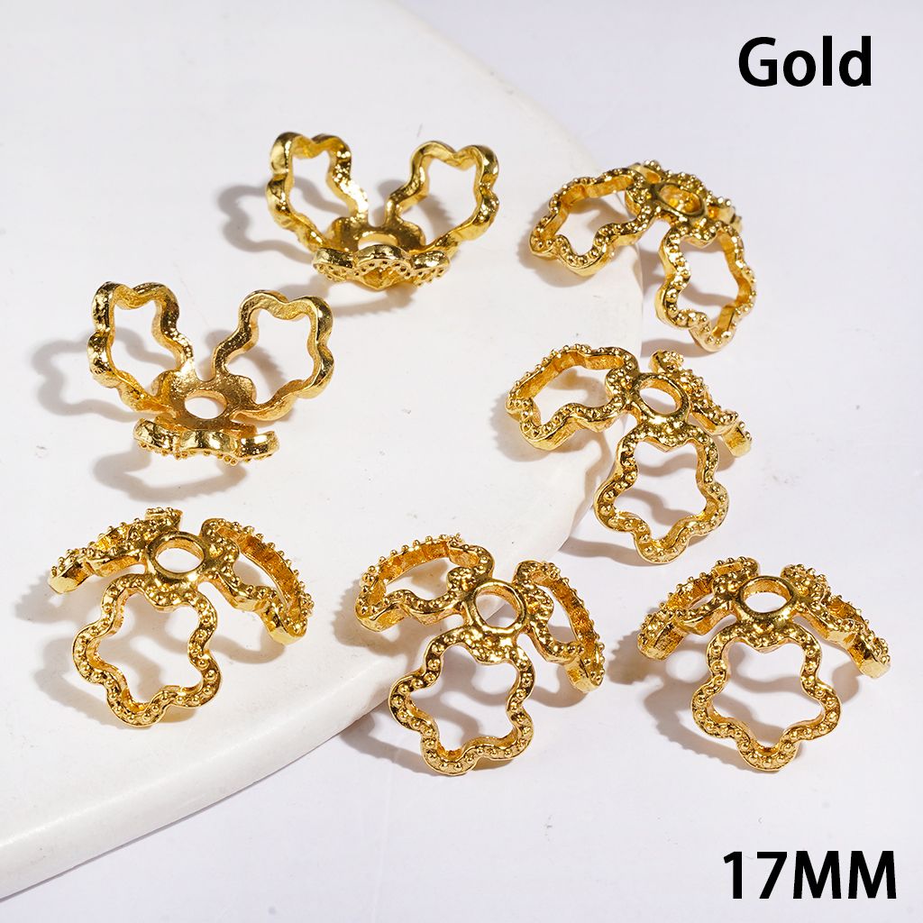 Alloy Bead Cap Cage with Five-Pointed Star, 17MM Silver & Gold (They Fit 16MM Beads)