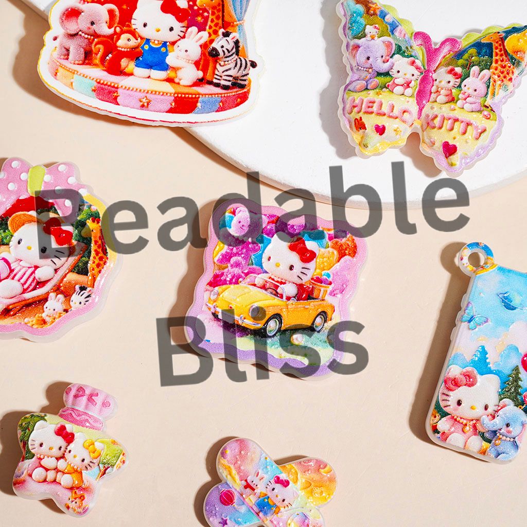 Acrylic Beads and Pendants Cute Cat Characters in Diverse Style, Random Mix