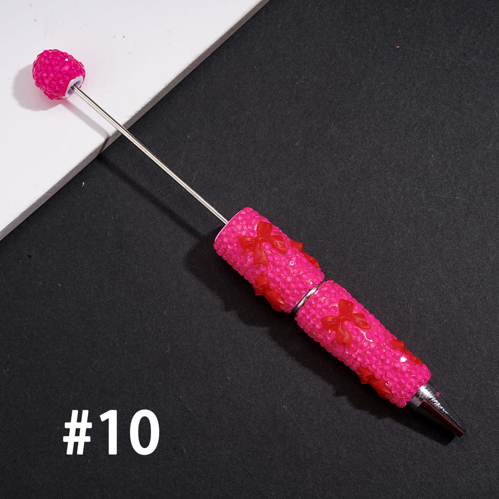 Beadable Clay Pens with Cute Bowtie Design, Rhinestones Covering the Entire Pen, Multi-Color