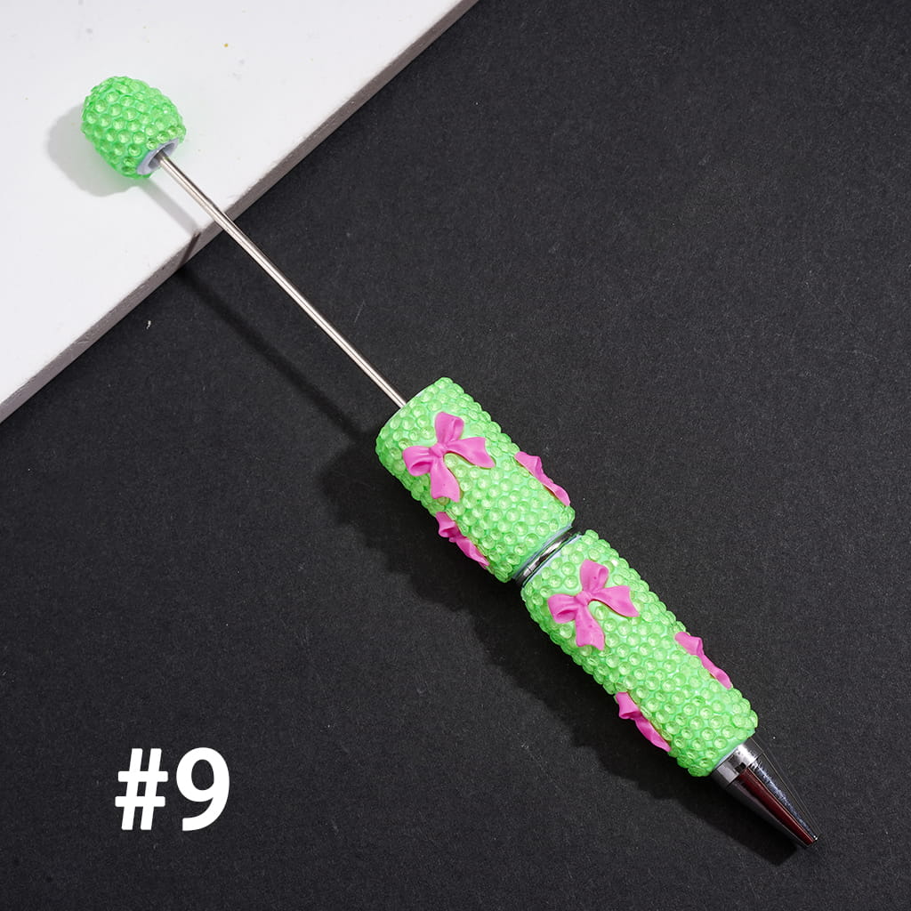 Beadable Clay Pens with Cute Bowtie Design, Rhinestones Covering the Entire Pen, Multi-Color