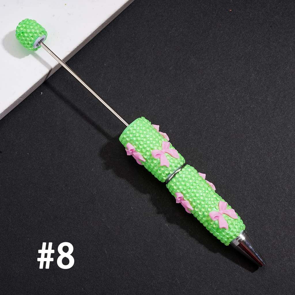 Beadable Clay Pens with Cute Bowtie Design, Rhinestones Covering the Entire Pen, Multi-Color