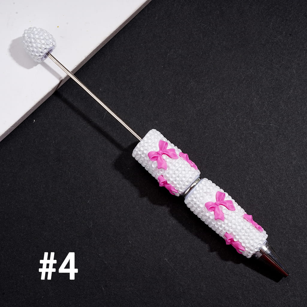 Beadable Clay Pens with Cute Bowtie Design, Rhinestones Covering the Entire Pen, Multi-Color