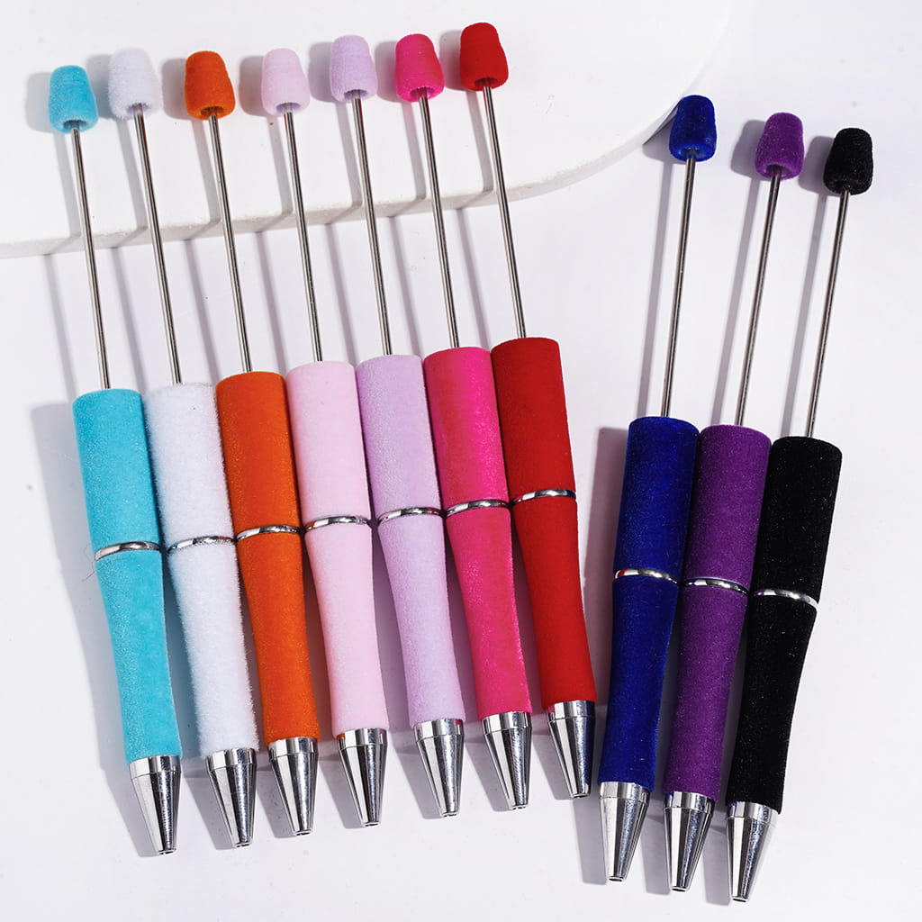 Velvet Touch Flocked Fluffy Handcrafted Beadable Pens, Multi-Color