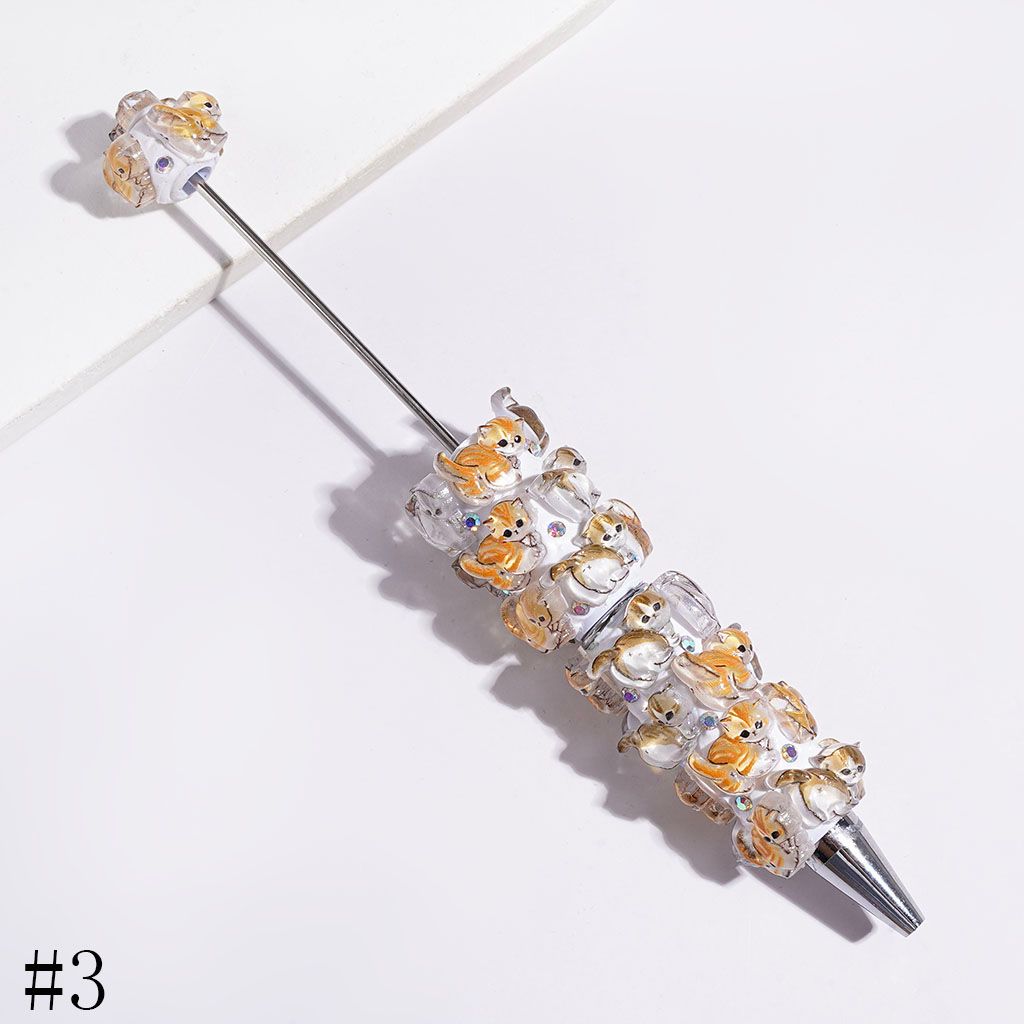 Beadable Clay Pens with Cute Cat and AB Rhinestones, Multi-Color