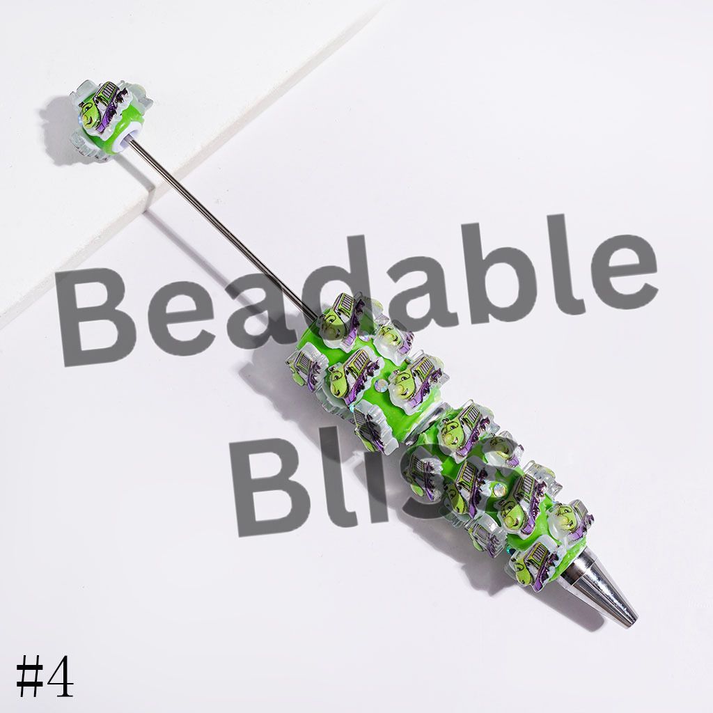 Beadable Clay Pens with Sports Car Plumber Character Series and AB Rhinestone, Multi-Color