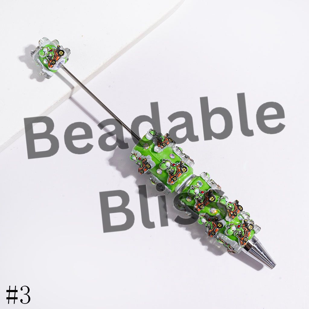 Beadable Clay Pens with Sports Car Plumber Character Series and AB Rhinestone, Multi-Color