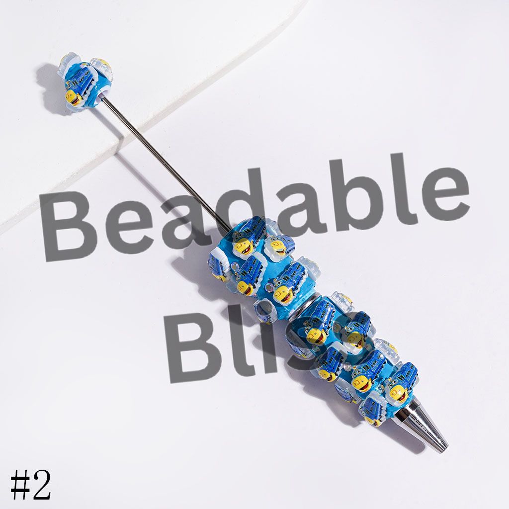Beadable Clay Pens with Sports Car Plumber Character Series and AB Rhinestone, Multi-Color