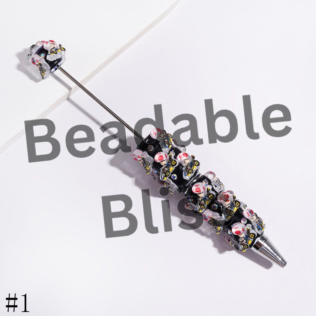 Beadable Clay Pens with Sports Car Plumber Character Series and AB Rhinestone, Multi-Color