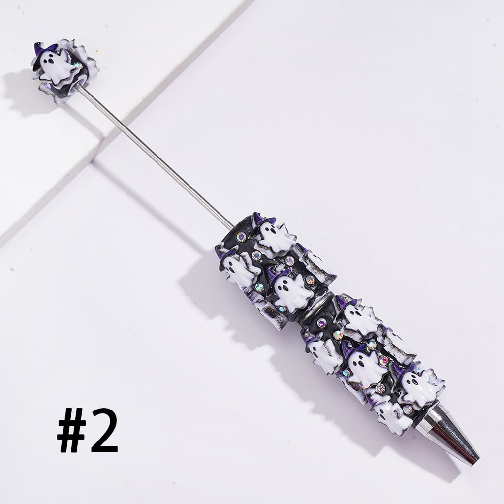 Beadable Clay Pen w Black Base Halloween Theme Series & Rhinestones, Assorted Style