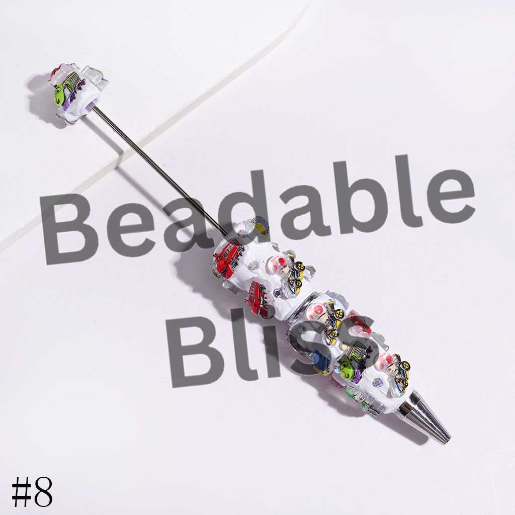Beadable Clay Pens with Sports Car Plumber Character Series and AB Rhinestone, Multi-Color