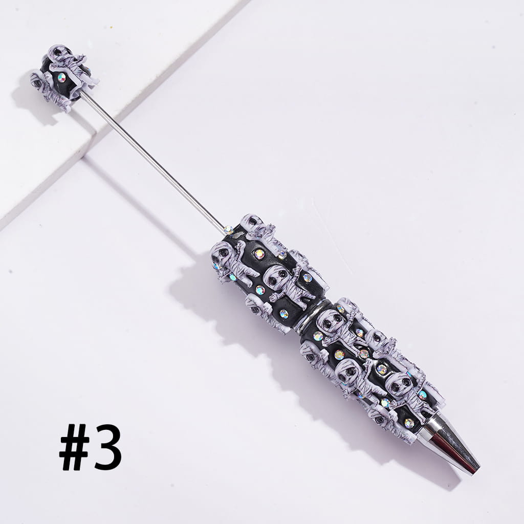 Beadable Clay Pen w Black Base Halloween Theme Series & Rhinestones, Assorted Style