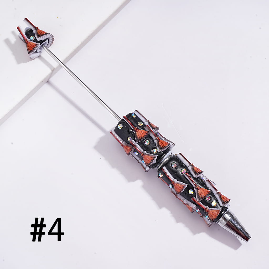 Beadable Clay Pen w Black Base Halloween Theme Series & Rhinestones, Assorted Style